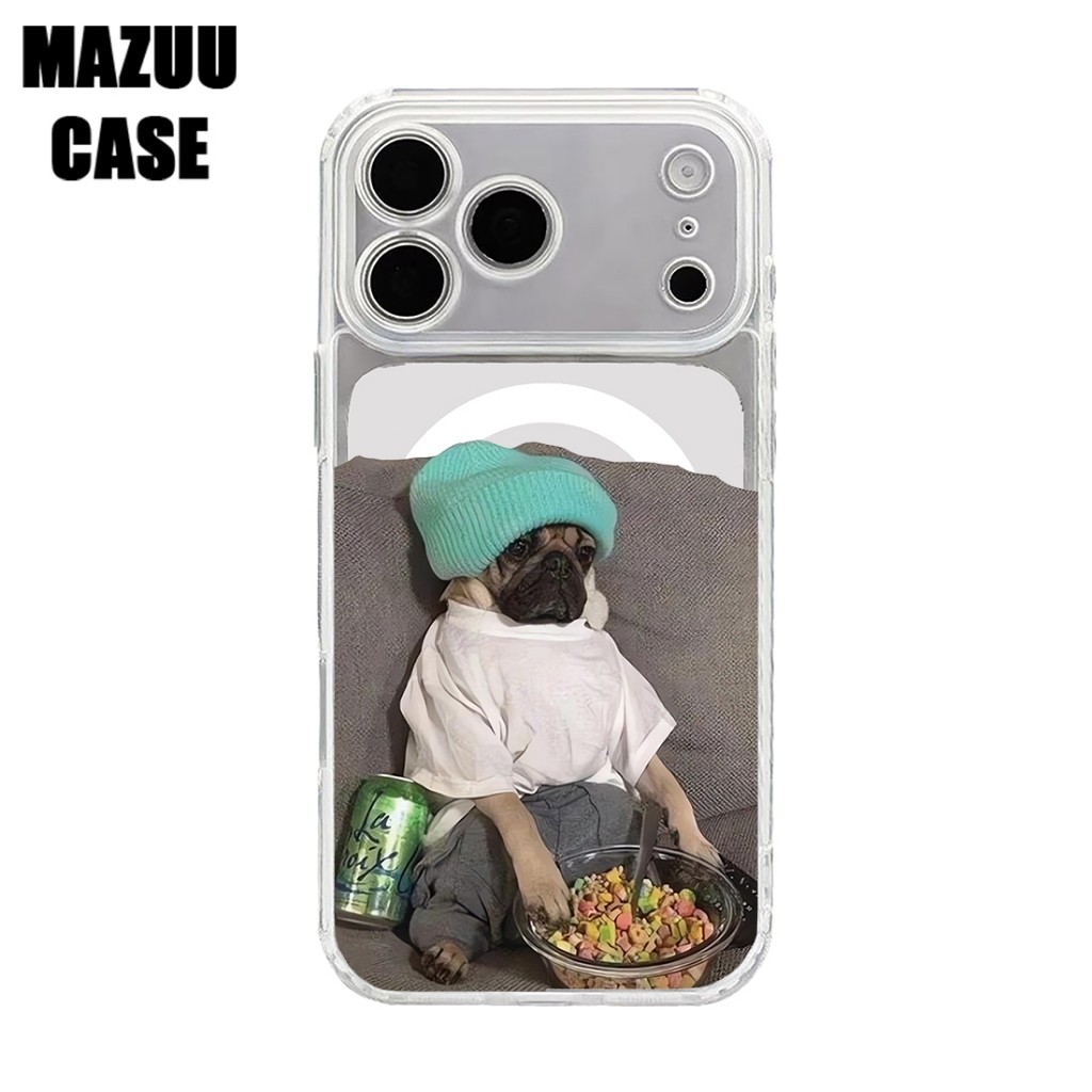 เคสไอโฟน แม่เหล็กใส TPU ครอบเลนส์เต็มตัว ลายกล้วยไม้สีฟ้า iPhone 17 16 15 14 13 12 11 Pro Max Plus