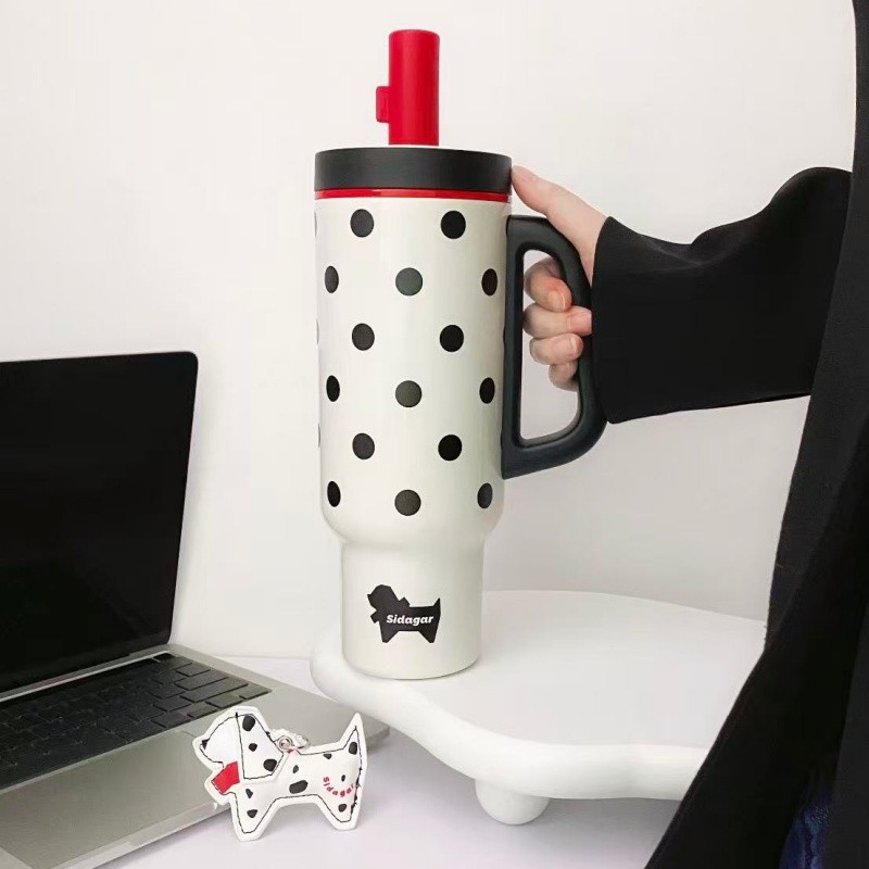 World ทุกคน Quick Open Icemaster Cup Big Mac 1100ml ขวดน้ําความจุขนาดใหญ่เซรามิค Easy-to-Clean Layer Thermos Cup พร้อมฟางรถ Handy Cup ฤดูร้อน Mu