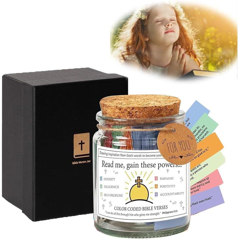 แก้ว Bible Verse Jar of Virtues, รหัสสี Bible Verss ใน Jar ของขวัญวันแม่สําหรับแม่,90 ระบายสีการ์ด V