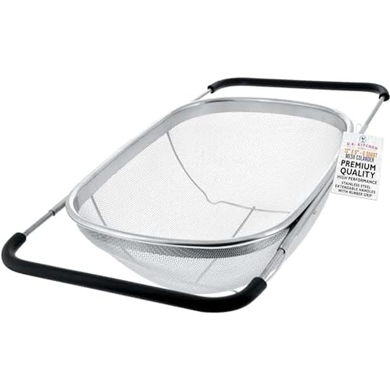 U.S. Kitchen Supply Stainless Steel Colander Strainer - 6-Quart Collapsible Colander with Expandable