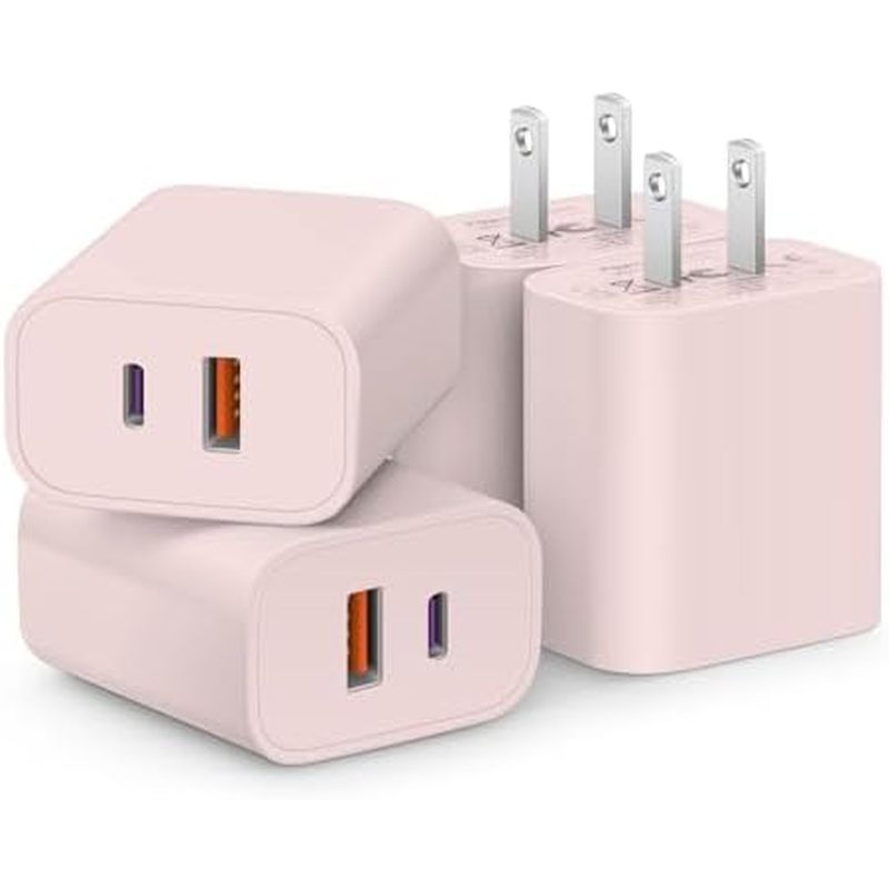 [4 แพ็ค] USB C Charger Block Fast Charging Multiport Adpater [PD 20W USB-C & พอร์ต QC 3.0 USB-A] สํา