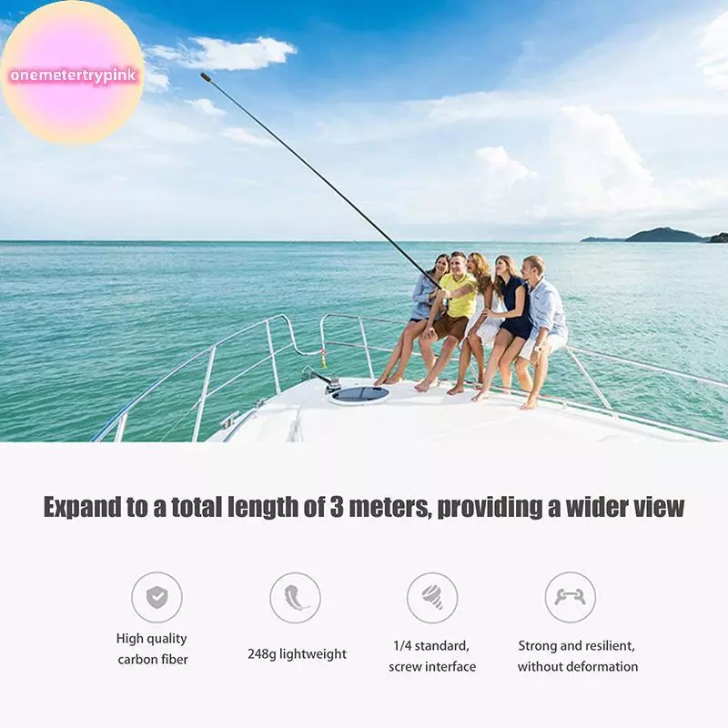 ONEPINK 3M คาร์บอนไฟเบอร์ที่มองไม่เห็น Extended Edition Selfie Sti เสาขยายแบบปรับได้สําหรับ Insta360 กล้องพาโนรามา Action กล้อง thumbnail 9