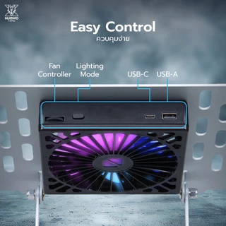 ์ีNubwo NX-F6 ARCTIX แท่นวางแล็ปท็อป RGB Gaming Cooler Pad รองรับแล็ปท็อปตั้งแต่ขนาด 10–17 นิ้ว ใช้งานง่าย น้ำหนักเบา