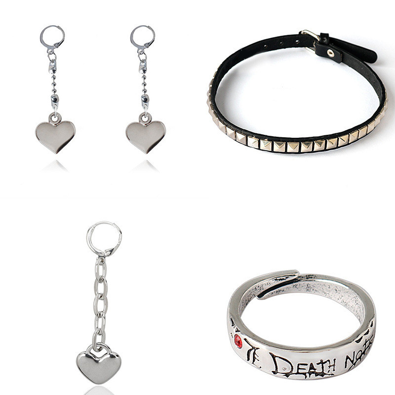 อะนิเมะ Death Note Death Note แหวน Death ทรายคอ Chain Rivets หนังต่างหูหัวใจ 0423hw