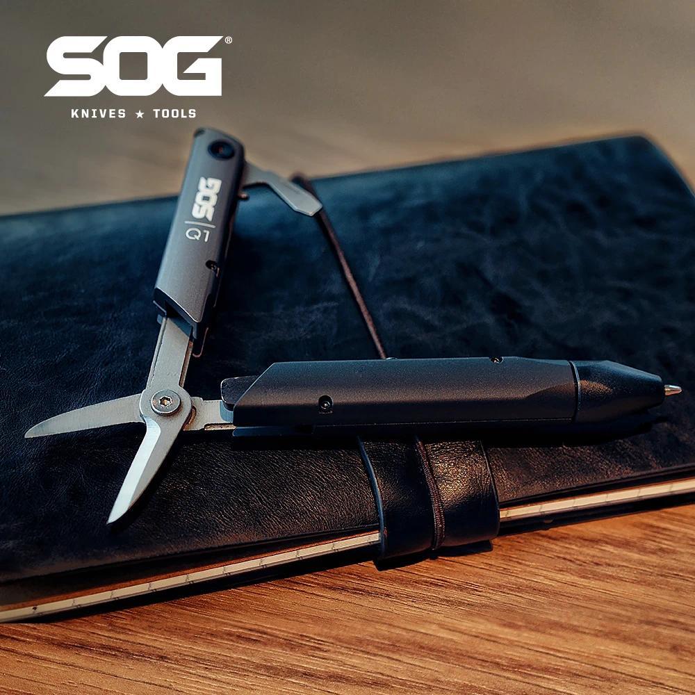 SOG BATON Q1 ยุทธวิธี MINI Multi-เครื่องมือปากกาพับกรรไกรและ 4 เครื่องมือยูทิลิตี้แบบพกพา EDC กระเป๋าพับชุดเครื่องมือ