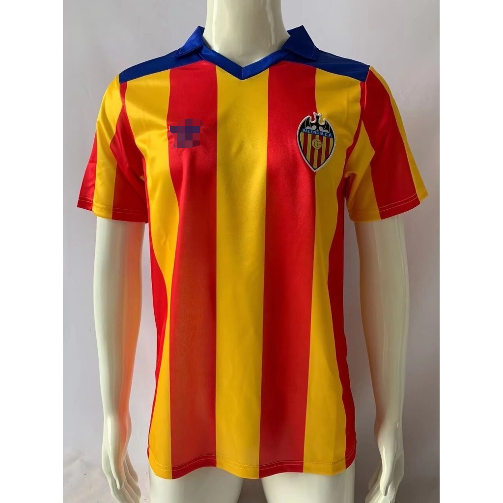 Vintage 1980-82 Valencia CF Away Soccer Jersey - เสื้อฟุตบอลย้อนยุคแขนสั้นผู้ชาย (ขนาด S-XXL) - ระบา