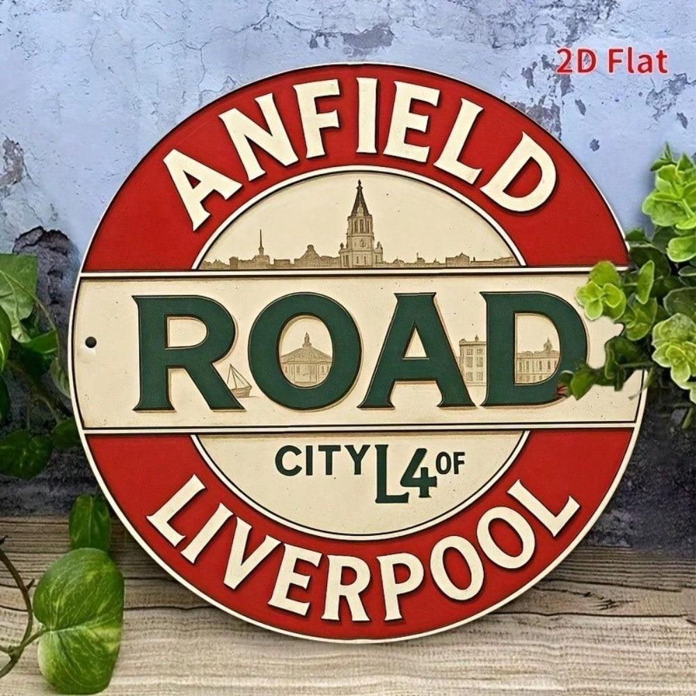 CIFbuy Liverpool ป้ายโลหะป้ายดีบุก 8 นิ้ว Retro Football Wall Art Vintage Anfield Road Home Decor ของขวัญ