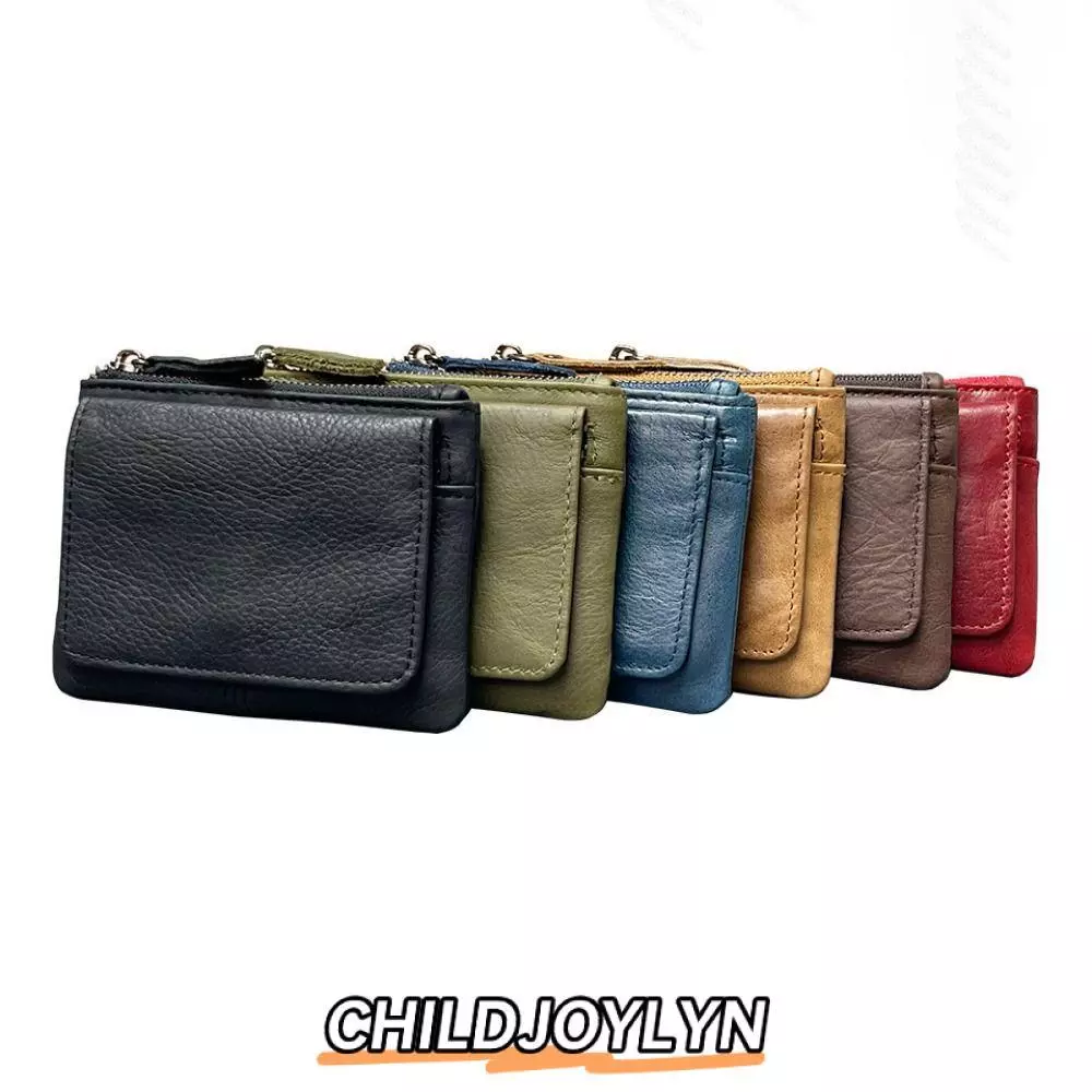 CHILDJOYLYN กระเป๋าสตางค์หนังแท้สำหรับผู้ชาย มีฟังก์ชันป้องกัน RFID แบบบาง และสามารถใส่บัตรได้หลายใบ