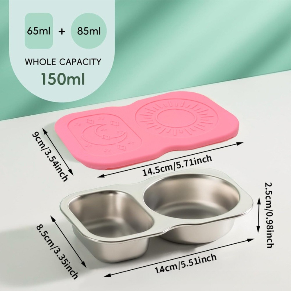 【SMELLSHI】Stainless steel double grid dipping cup, leak proof stainless steel sauce cup
