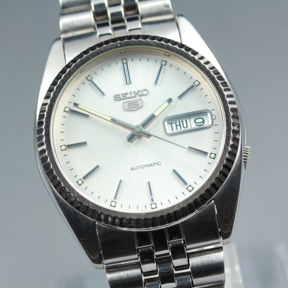 SEIKO 5 7S26-3110 Day/Date Silver Dial Auto 36mm Men's Watch 1999