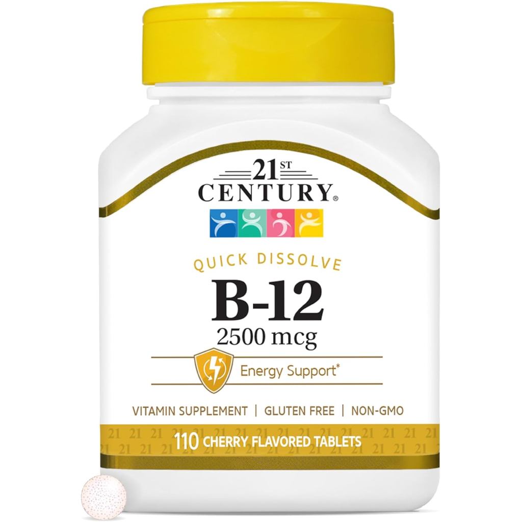 21st Century B 12 2500 mcg เม็ดย่อย, 110 นับ
