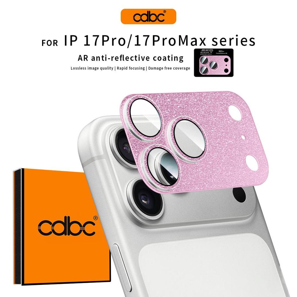CDBC ฟิล์มเลนส์กลิตเตอร์สําหรับ iPhone 17 Pro Max / 17 Pro / 17 / 17 Air, All-In-One Full Cover ตัวป้องกันกล้อง, ป้องกันรอยขีดข่วน 95%+ การส่งผ่านแสง