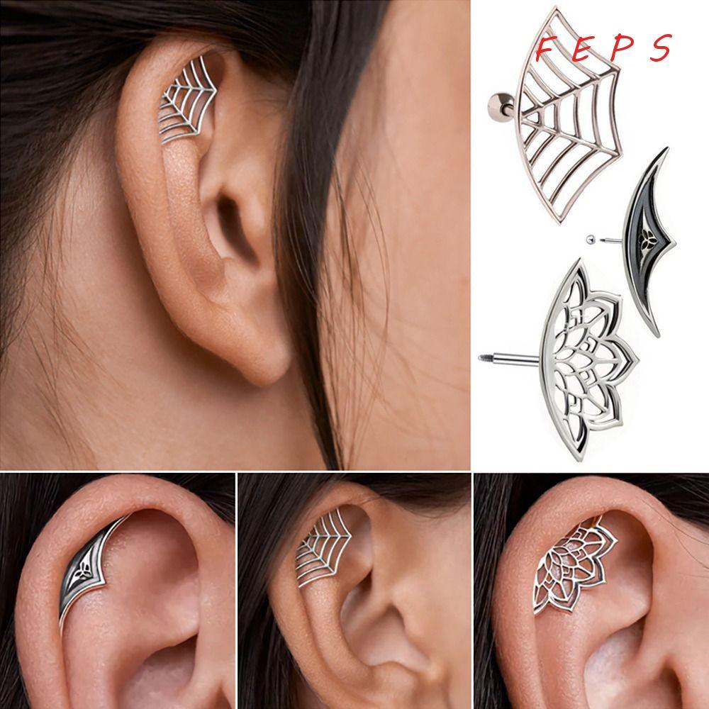 ต่างหู Gothic Alloy Spider STUD สไตล์ Punk Gothic เหมาะสำหรับงานปาร์ตี้