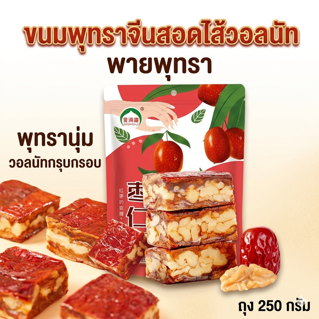พายพุทรา พุทราแดงวอลนัท พุทราจีนใส้วอลนัท พุทรา หอม นุ่ม +วอลนัท กรุบกรอบ ขนม ของว่างกินกับชา พร้อมส่ง ทานได้ทุกวัย