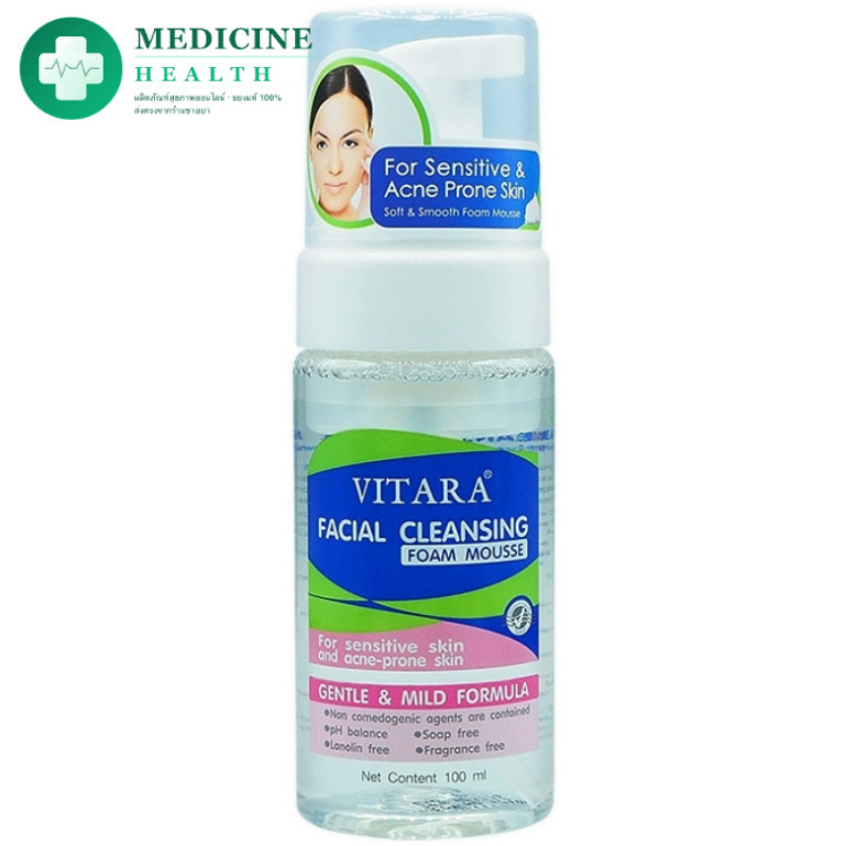 Vitara Facial Cleansing Foam Mousse 100 ml. ไวทาร่า เฟเซียล คลีนซิ่ง โฟม มูส