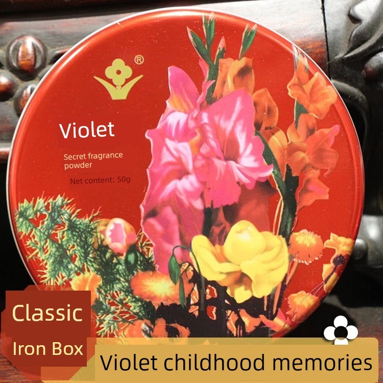 แป้งฝุ่น loose powder Violet Secret Fragrance Powder Tin Box Agarwood Powder Long-Lasting Makeup Fix