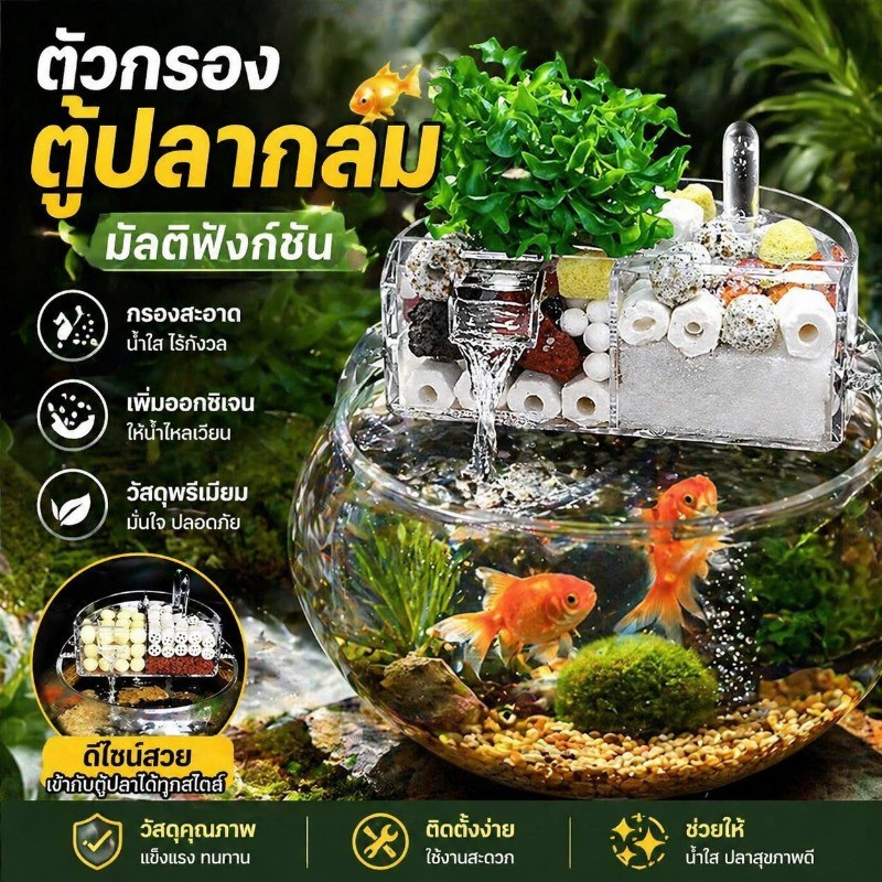 ตัวกรองตู้ปลากลม มัลติฟังก์ชั่น ตัวกรองระบบนิเวศ ปลูกพืชได้ กรองน้ำสะอาด เพิ่มออกซิเจน คู่ใจตู้ปลากลม