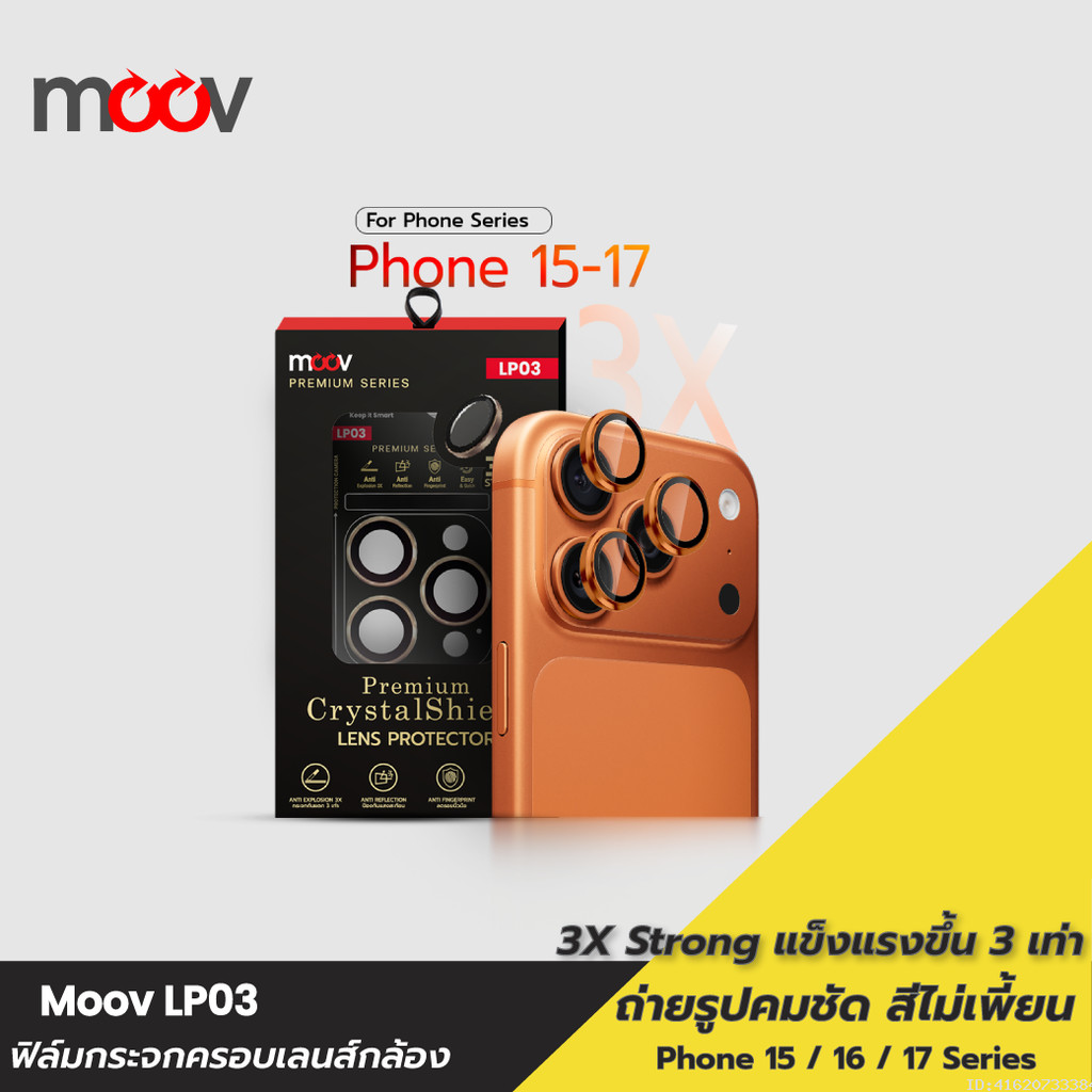 [ส่งด่วน] Moov LP03 ฟิล์มกล้อง For iPhone 17 Pro Max 17 Air 17e 16 Pro 16e 15 Plus Premium Lens Protector