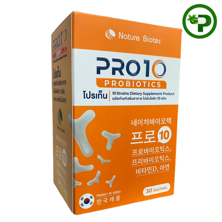 PRO10 โปรเท็น โปรไบโอติก 10 ชนิด ผสานวิตามิน D และ ZINC 30 ซอง