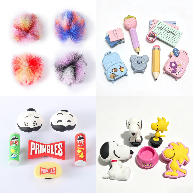 Miss Zoe Jibtz 3DPotato ชิปหัวเข็มขัดรองเท้าลูกบอลขนสัตว์สีหัวเข็มขัดรองเท้า Snoopy อุปกรณ์เสริมรองเท้า