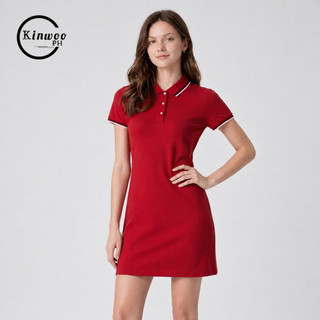 Kinwoo Polo Dress For woman Mini Waffle Short Sleeve Korean Fashion Casual Dress For Women #8815