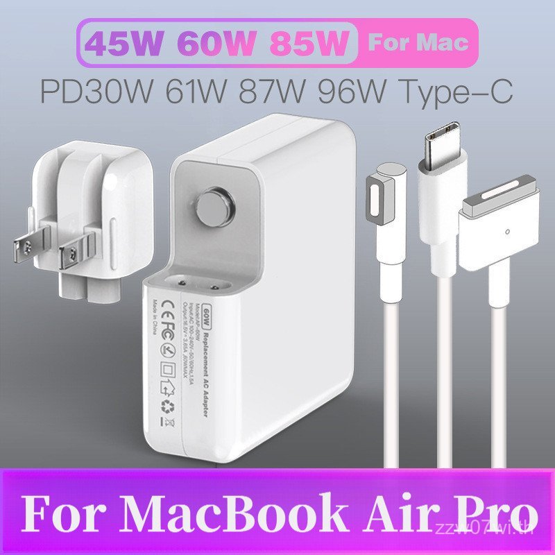 PD 96W 87W 61W 30W อะแดปเตอร์แม่เหล็กพร้อม Dual Type-C Power Adapter สําหรับ MacBook Pro Air Replace