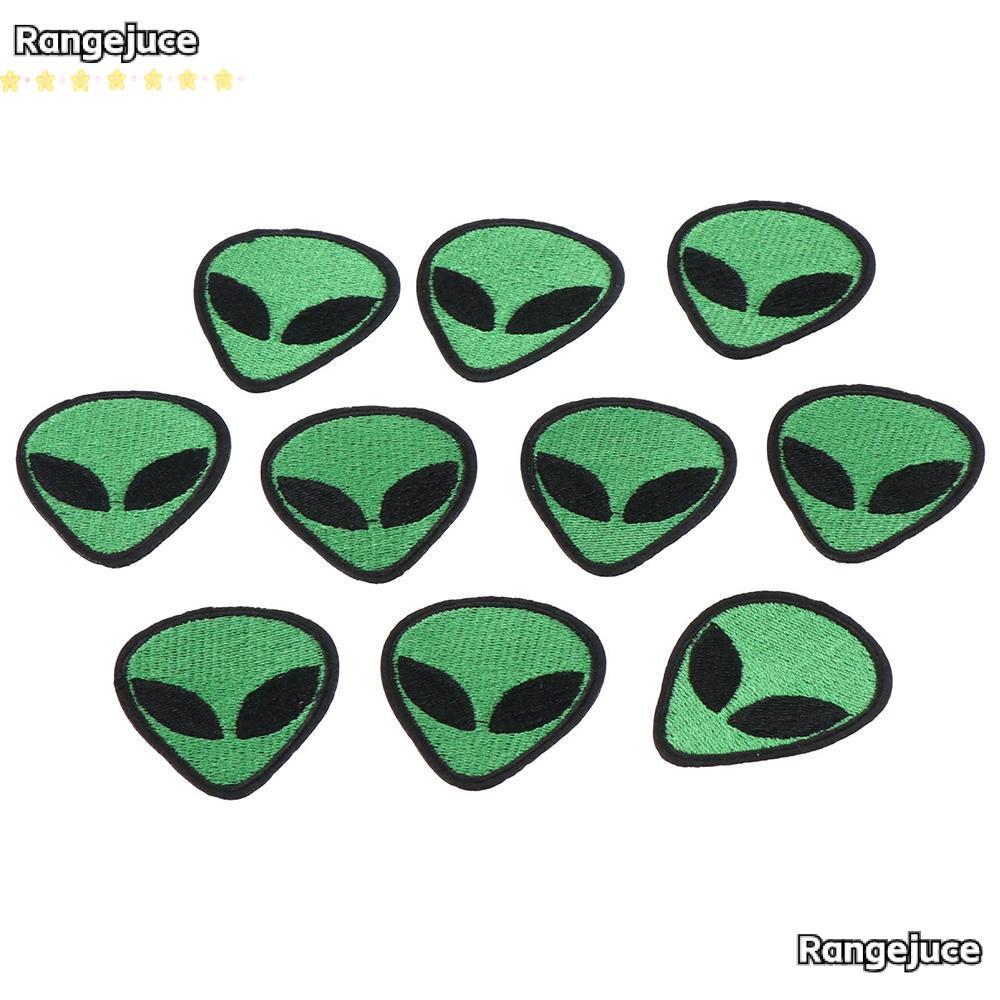RANGEJUCE 10PCS Iron on, Green Alien Head ปัก Patch, หมวกเย็บบน DIY