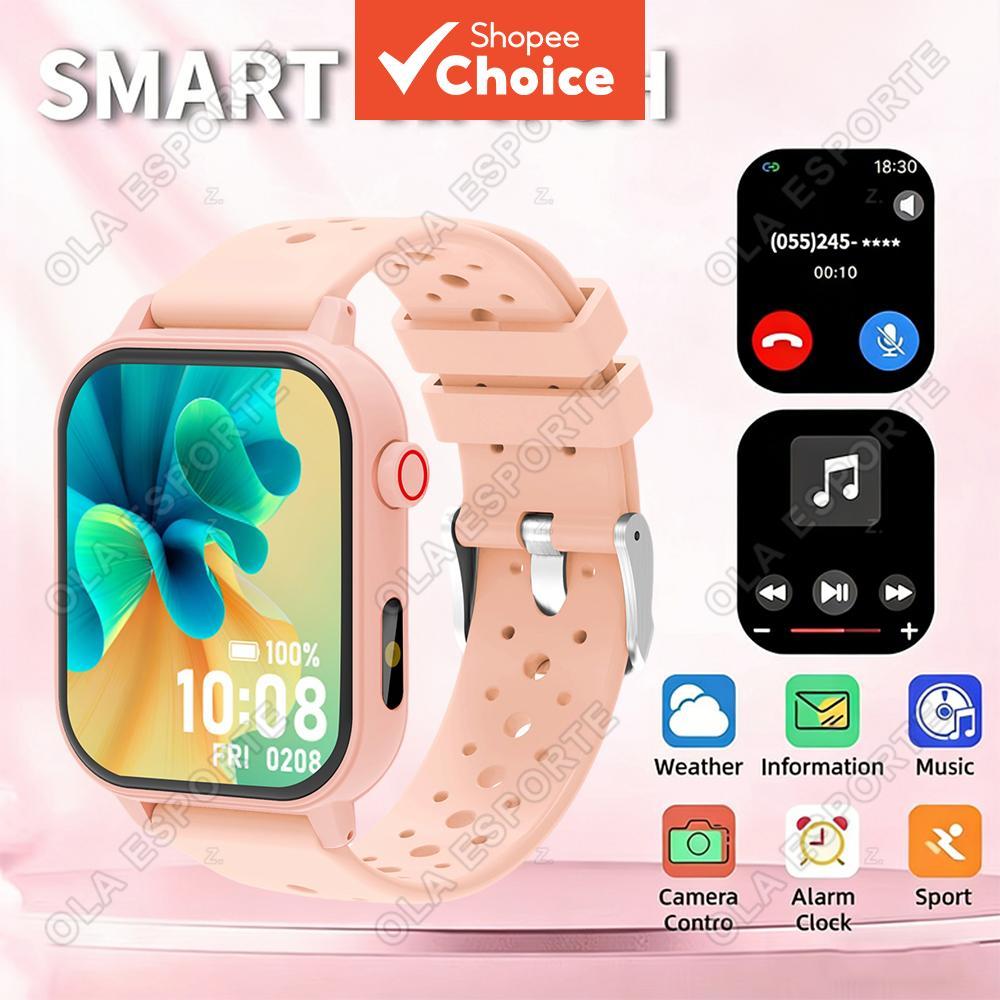 สมาร์ทวอทช์จอเต็มจอ สายรัดหลากสี โทรไร้สาย รองรับทั้ง Android/iOS แจ้งเตือนข้อความ เหมาะสําหรับกีฬา户外活动 ทั้งผู้ชายและผู้หญิง
