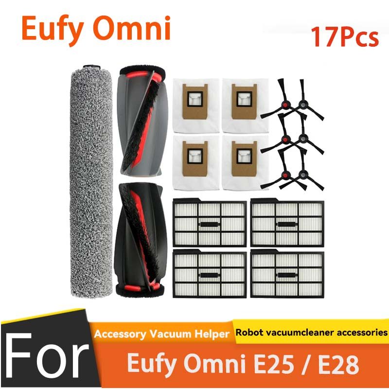 เข้ากันได้กับอุปกรณ์เสริมสูญญากาศหุ่นยนต์ Eufy Omni E25 E28 (ชุด 22 ชิ้น)