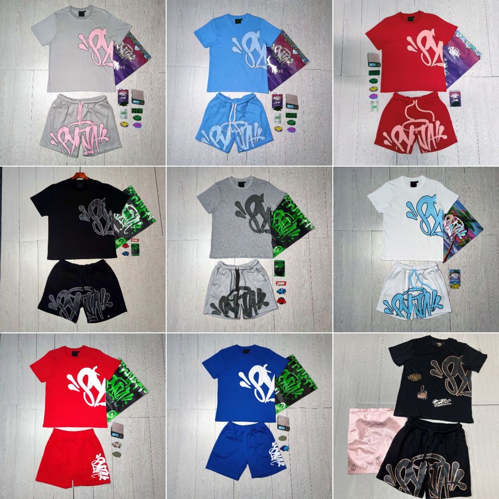 Syna World Hip Hop โฟมพิมพ์แขนสั้นสบายๆหลวมเสื้อยืด High Street กางเกงขาสั้น Syna ชุด
