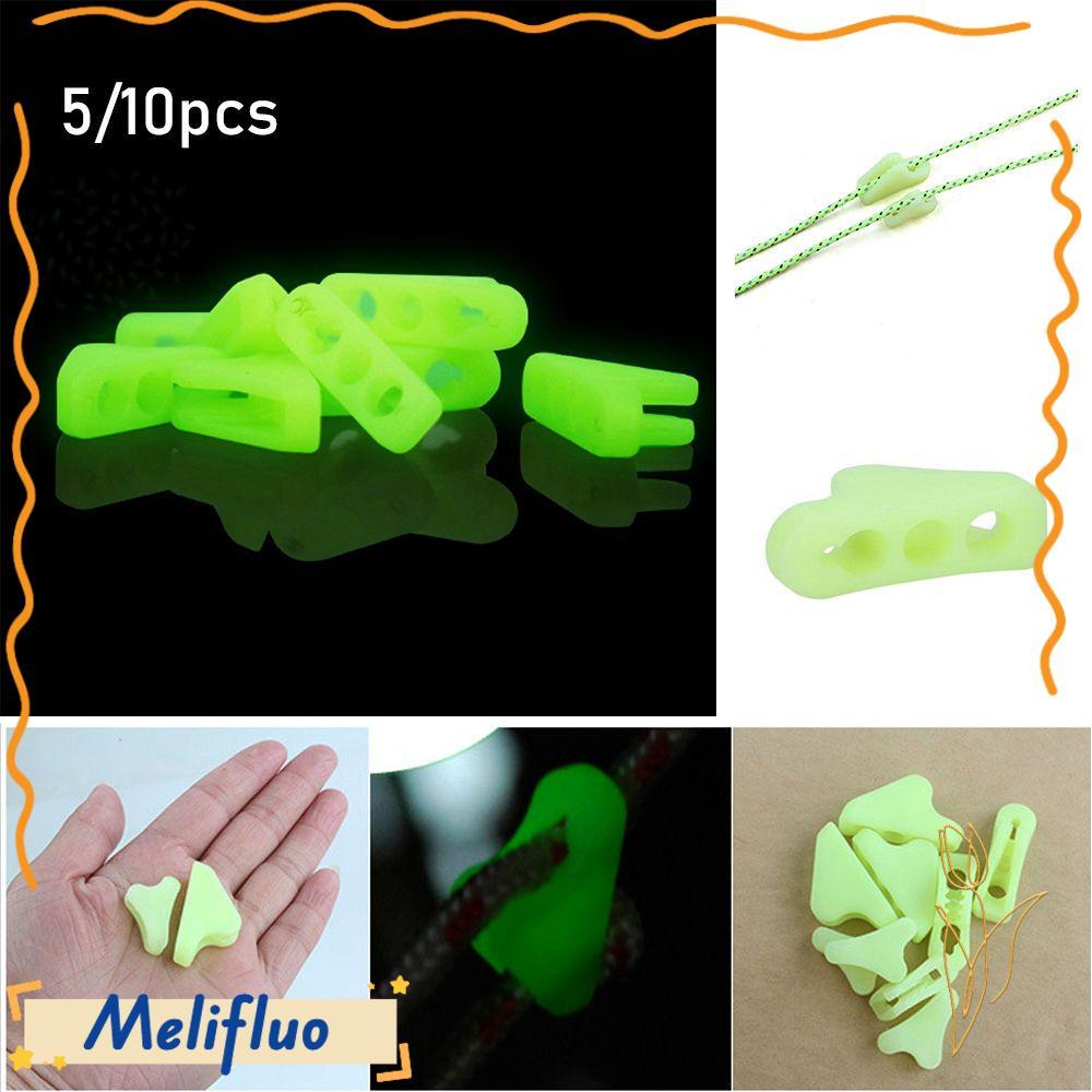 MELIFLUO 5/10 ชิ้นเรืองแสงเชือก Stopper กันสาด Wigwam Adjuster สามเหลี่ยม Camping Mountain กระชับ Ho