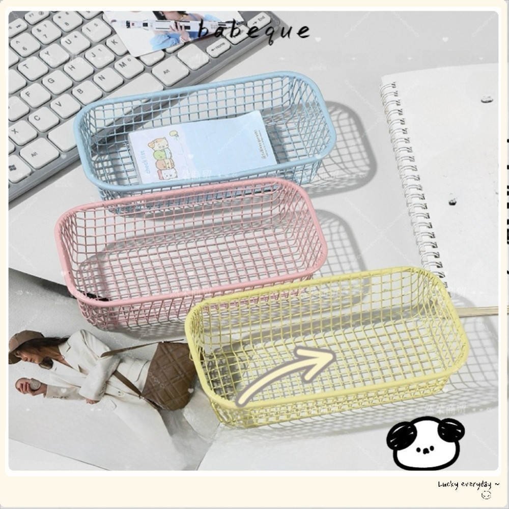 ตะกร้าจัดระเบียบ BABEQUE, ตะกร้าเก็บโลหะเรียบง่าย, INS Mini จัดเรียง Make Up Sorting Holder Desktop