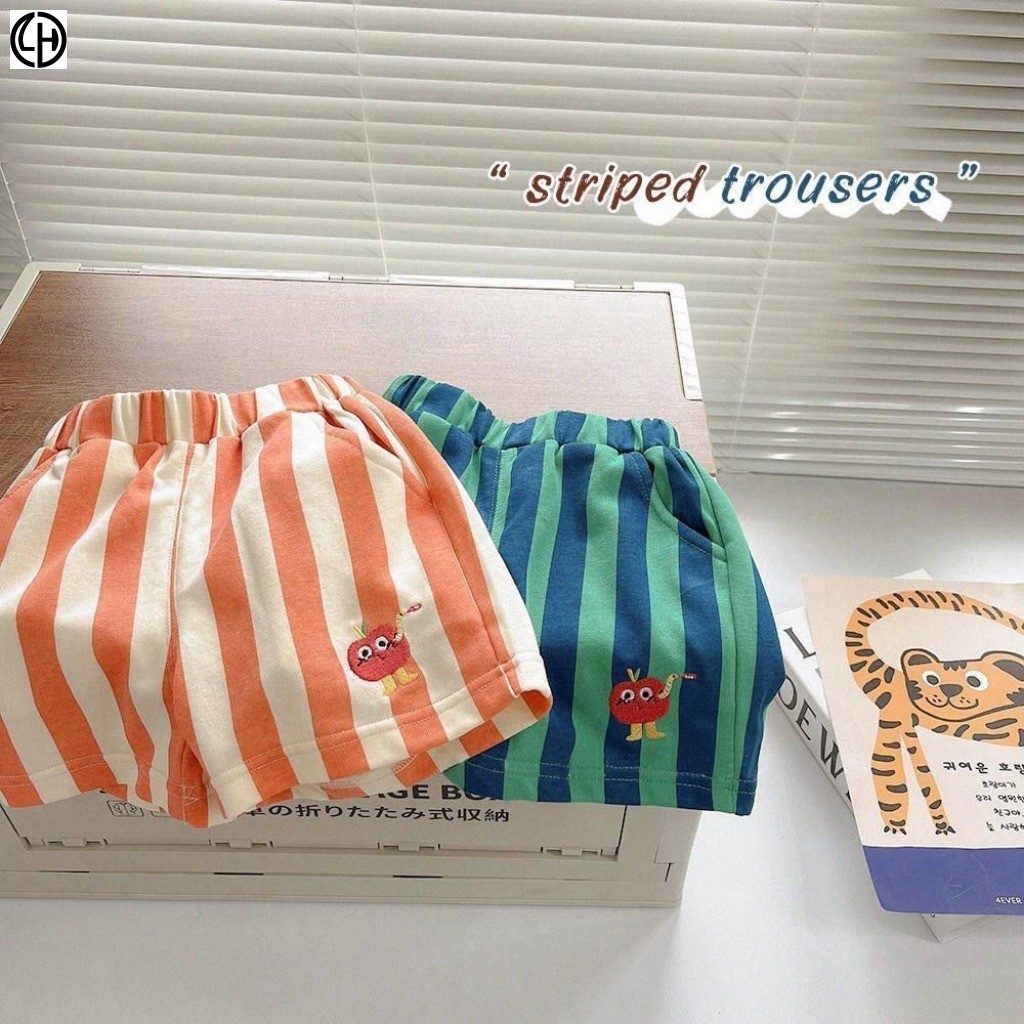 {ฮ่าๆ} พร้อมสต็อก 73 ~ 120 ซม. สไตล์ใหม่เกาหลีรุ่นเด็กกางเกงขาสั้นลายฤดูร้อนชายสบายๆห้าจุดกางเกงหญิงเด็กกางเกงบางฤดูร้อนเสื้อผ้า