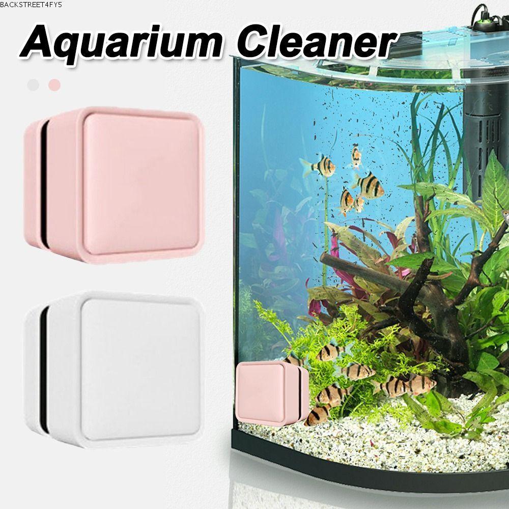 BACKSTAGEEET4FC3 Aquarium Cleaner, Magnetic Scratch-resistant Aquarium Glass Cleaner Brush, Square M
