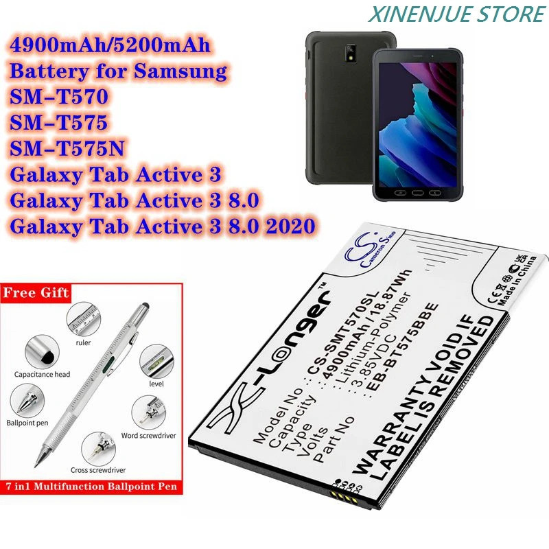 Cameron Sino แบตเตอรี่ 3.85V/4900mAh/5200mAh EB-BT575BBE,GH43-05039A สําหรับ Samsung Galaxy Tab Acti