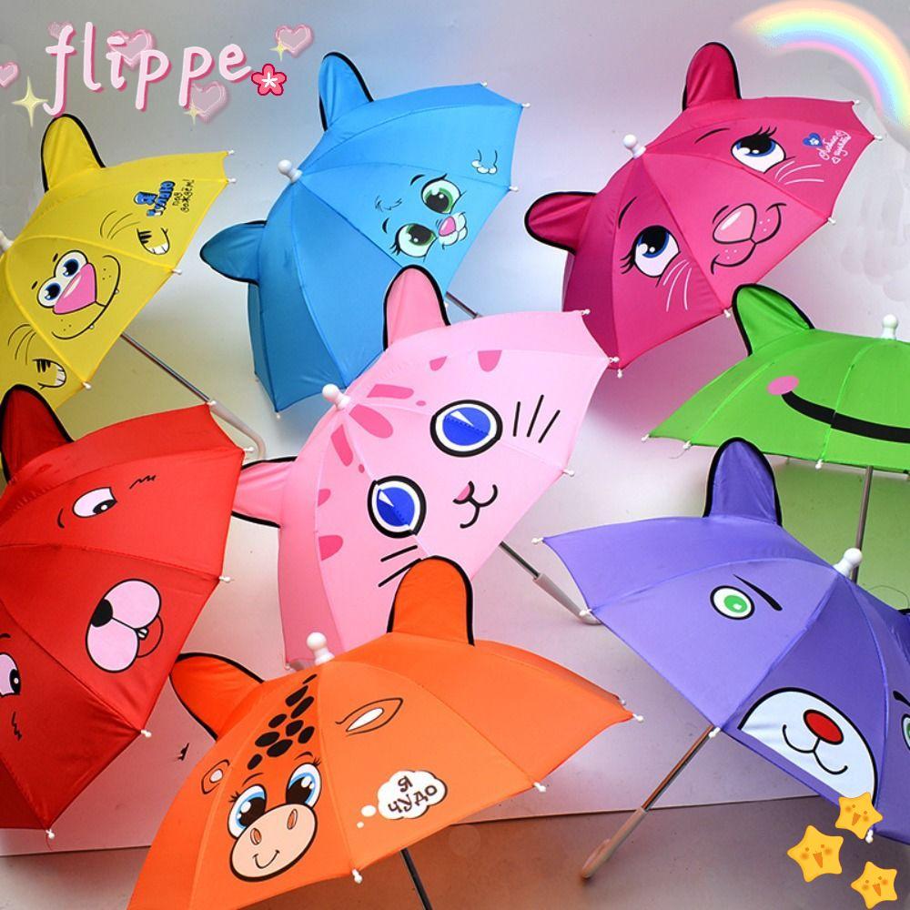 FIPE Baby Doll Rain Gear, ร่มเด็กหลากสีลายการ์ตูน, การสร้างแบบจําลองหูด้ามยาวรูปแบบสร้างสรรค์ร่มเด็ก 1-3 ปีทารก