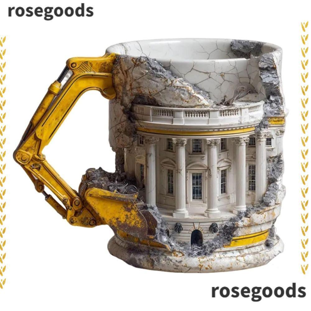 ROSEGOODS Someone Lied รื้อถอนแก้ว,อาคารพิมพ์รถขุดรูปสบาย Ergonomic Handle แก้วกาแฟเซรามิค,ทนทานพร้อมที่จับชาตลกแก้วถ้วยนม