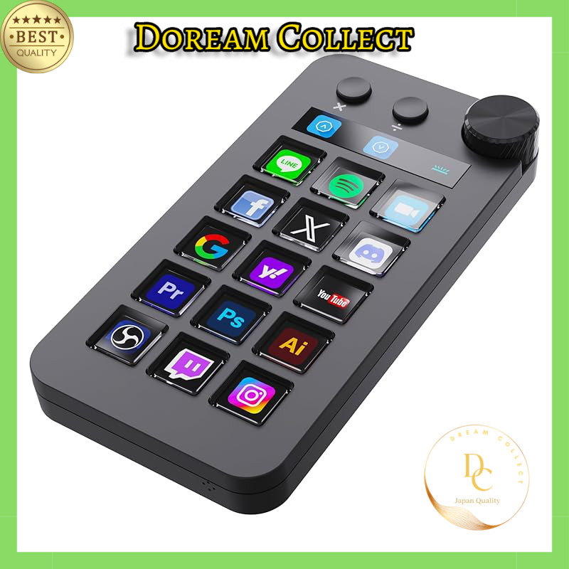 "ActionRing Stream Controller Deck - Compact Vertical Shortcut Keyboard with Programmable Macro Keys