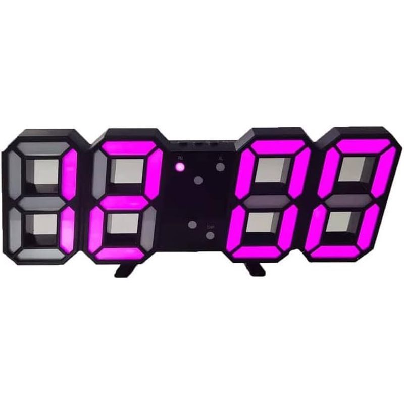 LED Digital Wall Clock 3D Alarm Clock Glowing Night Mode Adjustable Electronic Table Clock Wall Deco