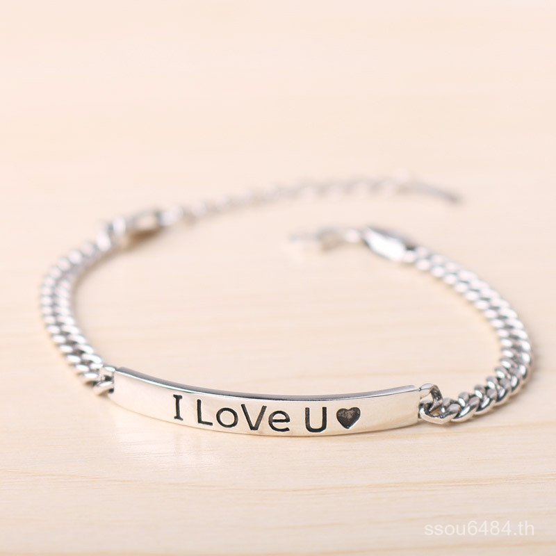 Soft i สร้อยข้อมือสไตล์ใหม่ขายส่งสร้อยข้อมือเงิน Pure you Thai love สร้อยข้อมือเงินตัวอักษรภาษาอังกฤ