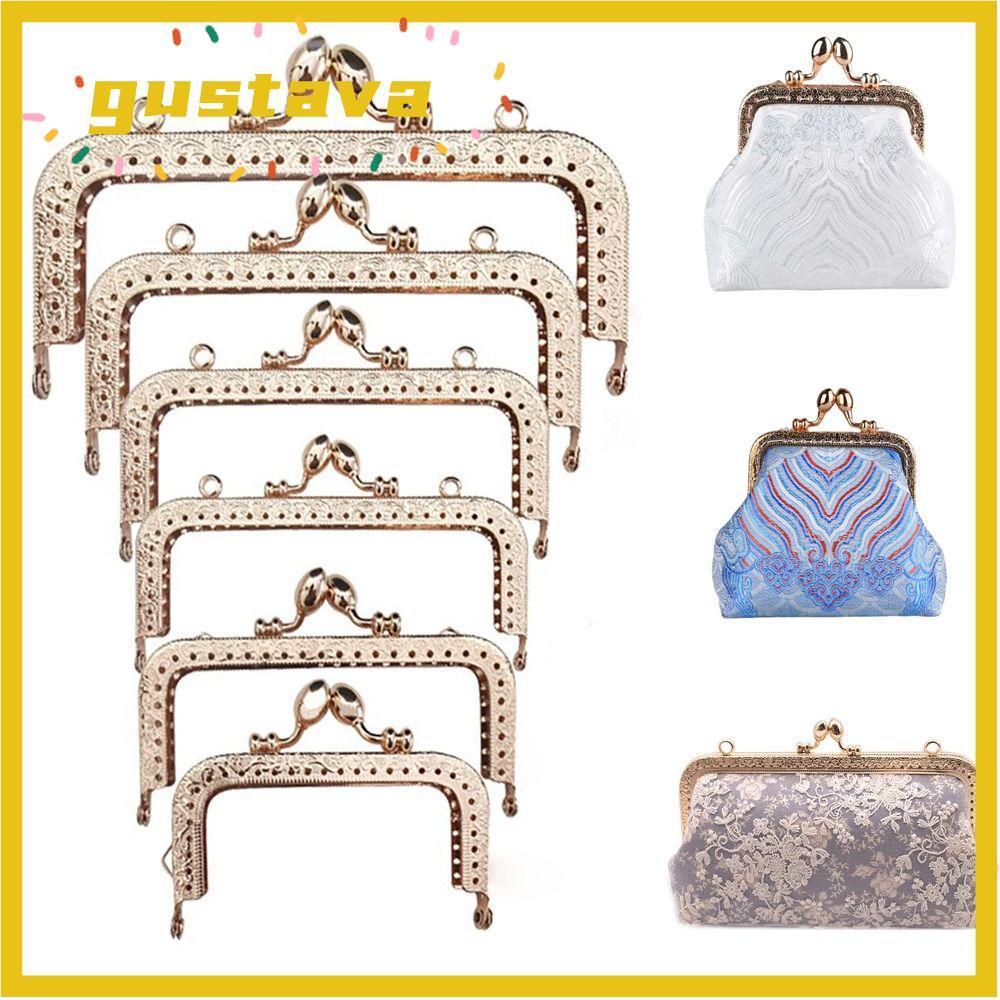 GUSTAVA Purse Frame Kiss Clasp, Metal Vintage Purse Clasp Frame, Mini Bag Hardware Bag Frame Buckle 