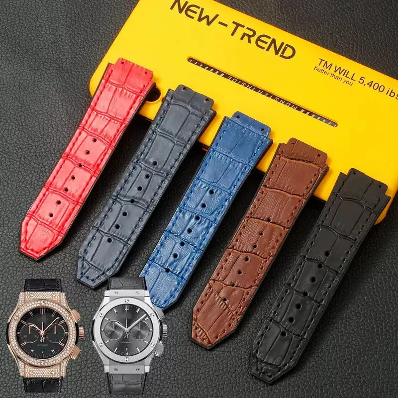 Watchband for HUBLOT BIG BANG Genuine leather Waterproof Men's Watch Strap Chain Watch Accessories B