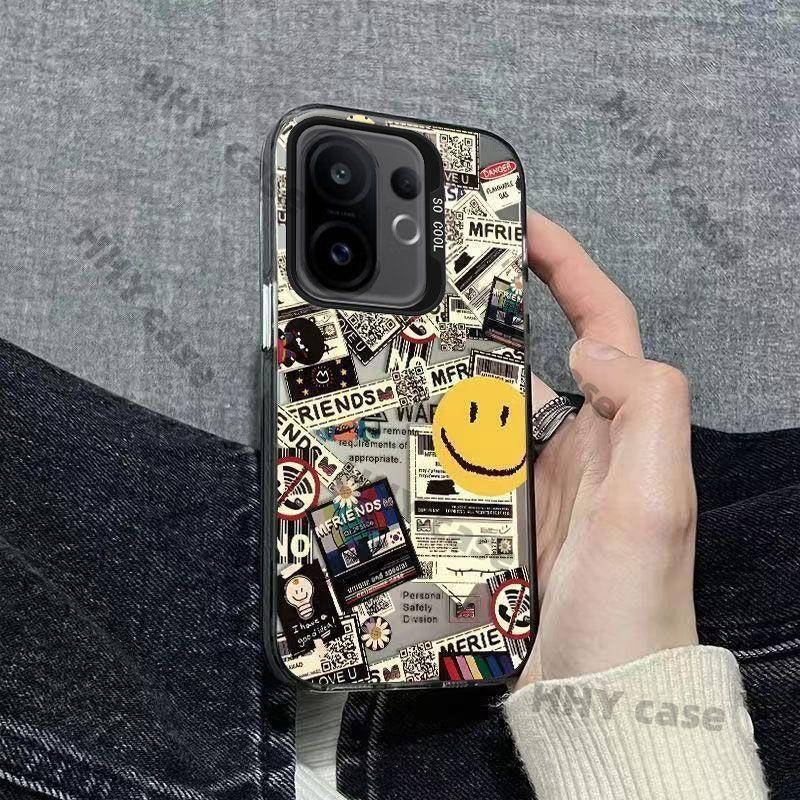 เคส Vivo V60 V50 V40 5G เคส Vivo V60 V50 Lite 5G เคส Vivo V40 Pro 5G เคส กรณี Retro-สไตล์ข้อความ Smi
