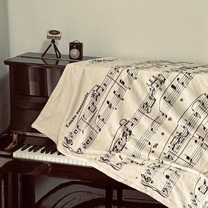 Chopin Nocturne ผ้าห่มความรู้สึกระดับพรีเมียม ins Simple Nap ผ้าห่มรถยนต์พิมพ์ลายสไตล์นอร์ดิก