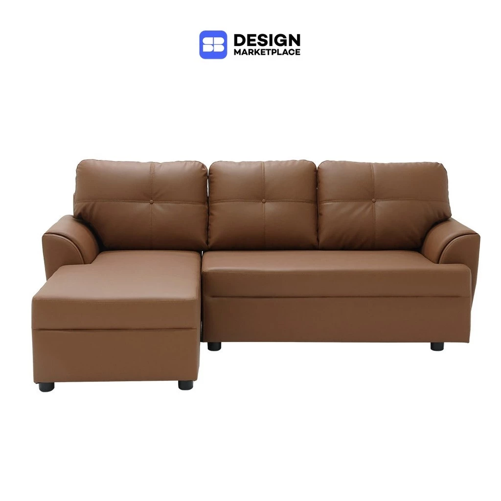 SB Design Square โซฟาเข้ามุมซ้าย รุ่น Riowa สีน้ำตาลอ่อน (203x147x80 ซม.) แบรนด์ SOFA SOLUTIONS