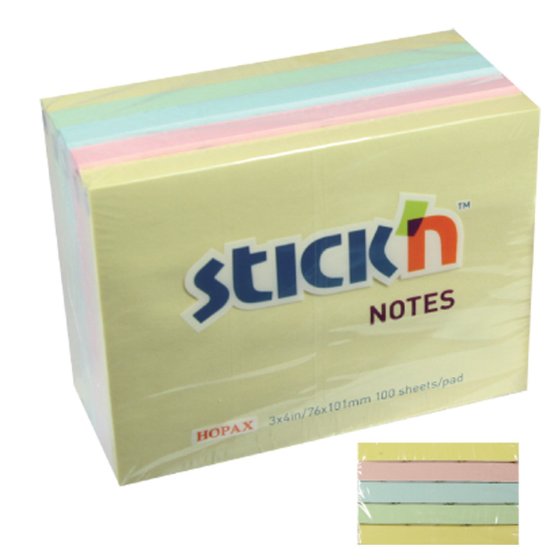 STICK N กระดาษโน้ต คละสี ขนาด 3x4 นิ้ว แพ็ค 5 เล่ม
