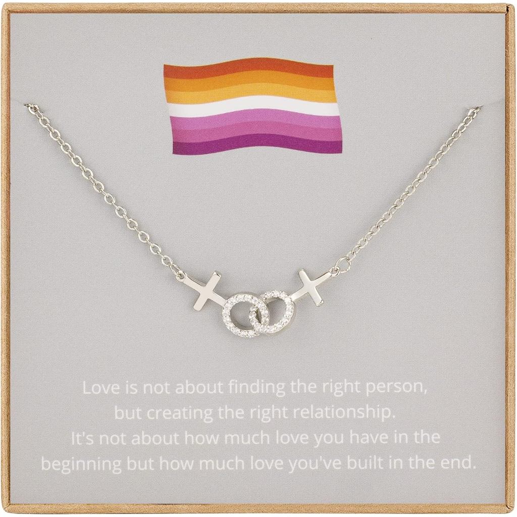 สร้อยคอ Rhinestone เงิน สำหรับของขวัญ LGBT Pride