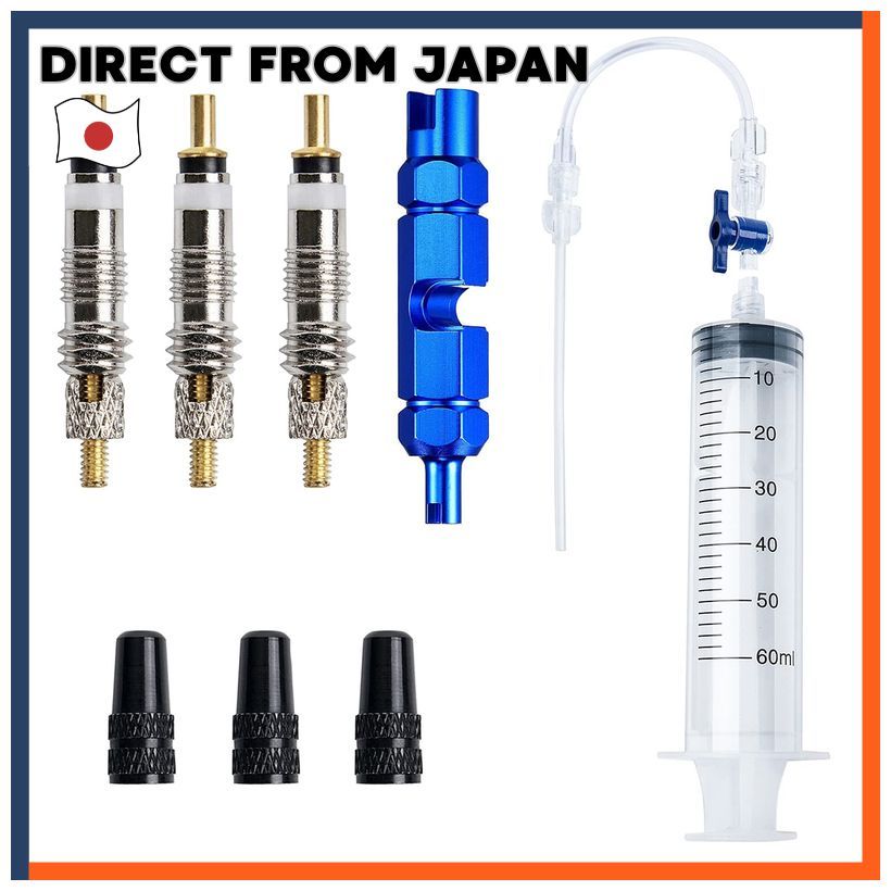 Samcos 9-Piece Bicycle Syringe Kit Valve Core Remover Valve Cap Tire Sealant Injection Tool