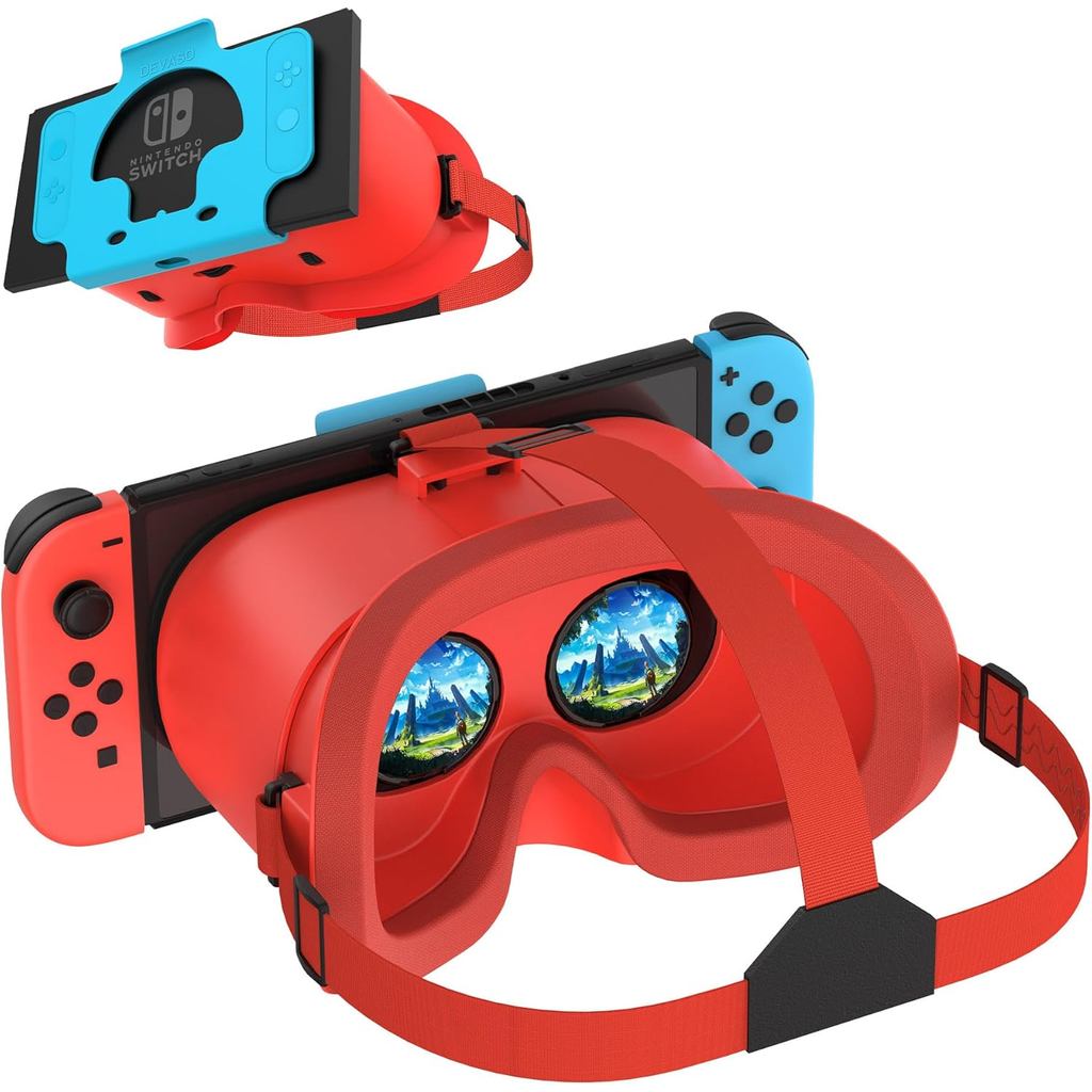 ชุดหูฟัง VR สําหรับ Nintendo Switch & OLED รุ่นอัพเกรด, แว่นตา VR เสมือนจริงพร้อมเลนส์ HD ปรับสายรัด