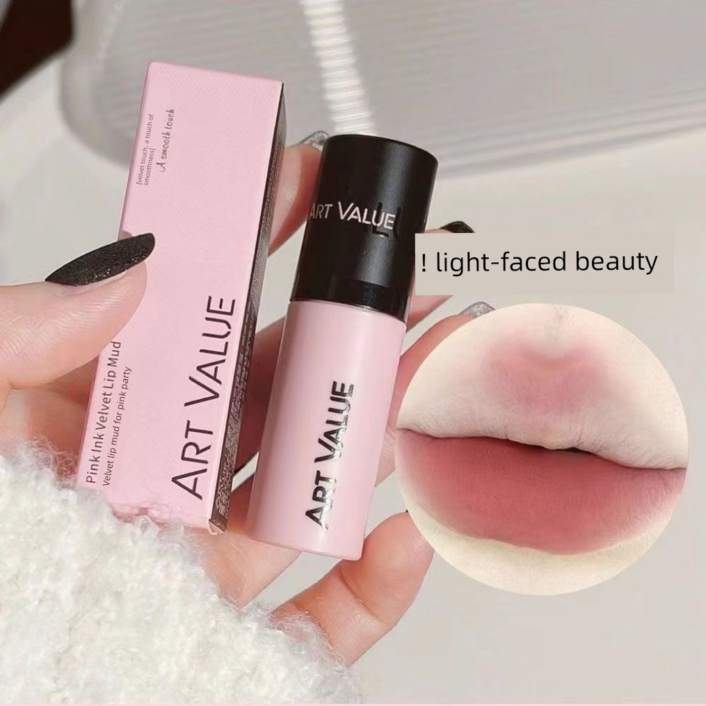 ลิปกลอสใส ลิปทินท์ ลิปกลอสสีชมพู Cloudy Matte ลิปสติกลิปกลอส Matte Velvet Lip Gloss Non-Fade Non-Sti